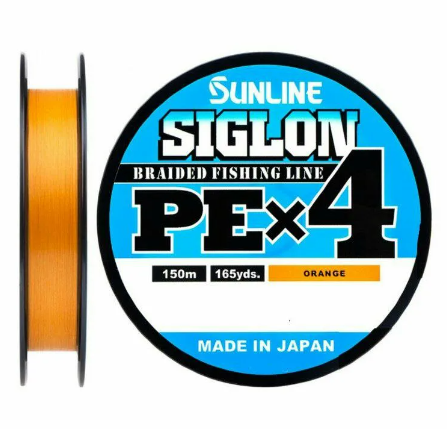 Плетеный шнур Sunline Siglon PE×4 # 1,2 20lb 9,2кг 0,187мм 150м #Оранжевый (Orange)