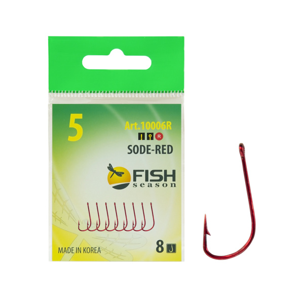 Крючок Одинарный Fish Crystal Sode Red №5 8шт