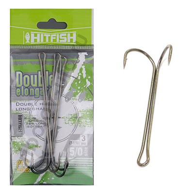 Крючок Двойной HitFish Double Elongate Hook with long shank №1/0 4шт