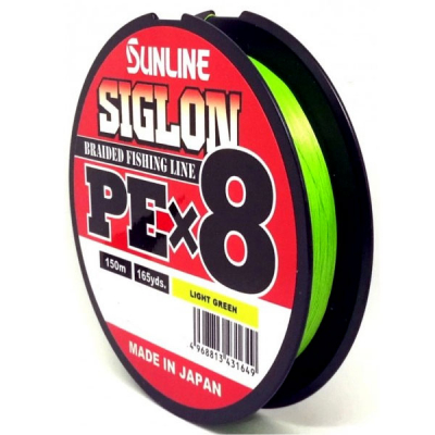 Плетеный шнур Sunline SIGLON PE×8 # 0,6 10lb 4,5кг 0,132мм 150м #Светло-зеленый (Light Green)