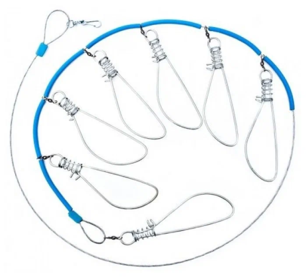 Кукан Три Кита металл. трос 7-карабиновый