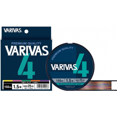 Плетеный шнур Varivas X4 # 0,6 10lb 4,53кг 0,128мм 150м #Мультиколор (Multicolor)