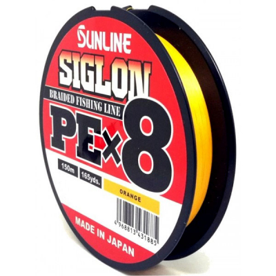 Плетеный шнур Sunline SIGLON PE×8 # 1,5 24lb 11кг 0,209мм 150м #Оранжевый (Orange)