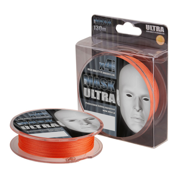 Плетеный шнур Akkoi Mask Ultra X4 # 0,1 5lb 2,1кг 0,05мм 130м #Оранжевый (Orange)