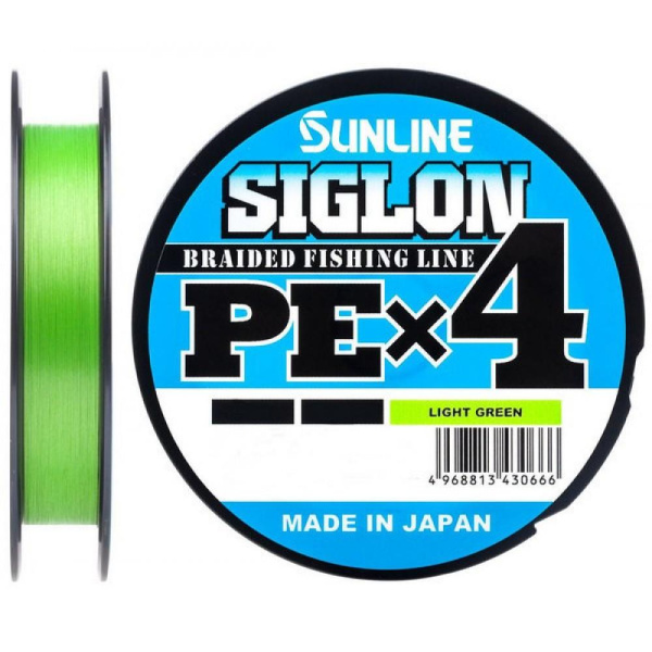 Плетеный шнур Sunline SIGLON PE×4 # 0,4 6lb 2,9кг 0,108мм 150м #Светло-зеленый (Light Green)