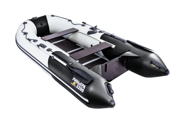 Лодка ПВХ Ривьера Компакт 3200, слань, киль #светло-серый/черный