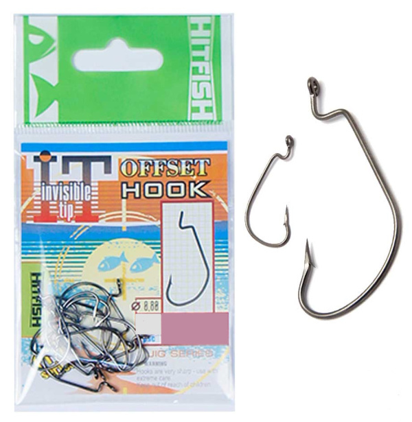 Крючок Офсетный HitFish Invisible Tip Offset Hook №1/0 12шт