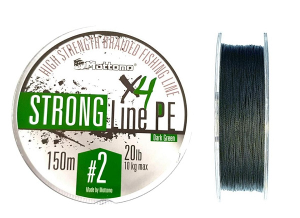 Плетеный шнур Mottomo Strong Line PE # 1 12lb 6кг 0,165мм 150м #Темно-зеленый (Dark Green)