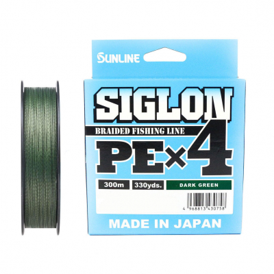 Плетеный шнур Sunline SIGLON PE×4 # 1,5 24lb 11кг 0,209мм 300м #Темно-зеленый (Dark Green)