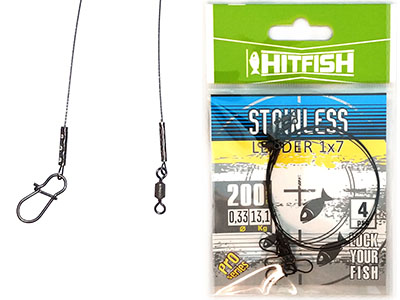Поводок HitFish Stainless leader 1*7нитей, 250мм d0,39 18,8кг Поводок HitFish Stainless leader 1*7нитей, 250мм d0,39 18,8кг