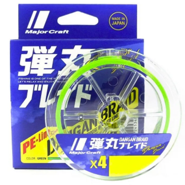 Плетеный шнур Major Craft Dangan Braid X # 0,1 12lb 5,2кг 0,06мм 150м #Зеленый (Green)