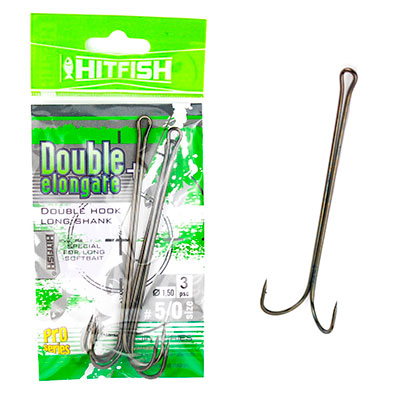 Крючок Двойной HitFish Double Elongate Hook with long shank №4/0 3шт