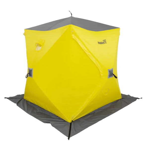 Палатка зимняя Helios Куб 1,8х1,8 желтый/серый, утепленная HS-WSCI-P-180YG