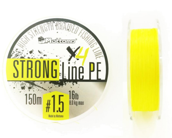 Плетеный шнур Mottomo Strong Line PE # 2 22lb 10кг 0,235мм 150м #Желтый (Yellow)