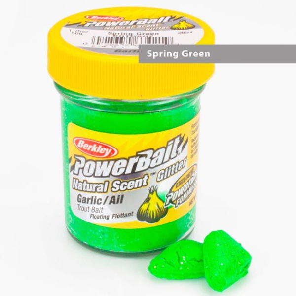 Паста форелевая Berkley 50г #Garlic, Spring Green (Чеснок, ярко-зеленый с блестками)