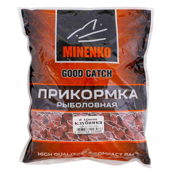 Прикормка гранулированная 10мм Minenko "Good Catch" 0,7кг #Клубника