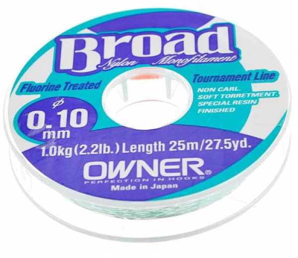 Монофильная леска Owner Broad 25м, 0,10мм, 1,0кг