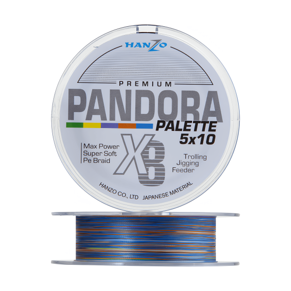 Плетеный шнур Hanzo Pandora Premium X8 # 0,4 14lb 6,4кг 0,1мм 150м #Мультиколор (Multicolor)