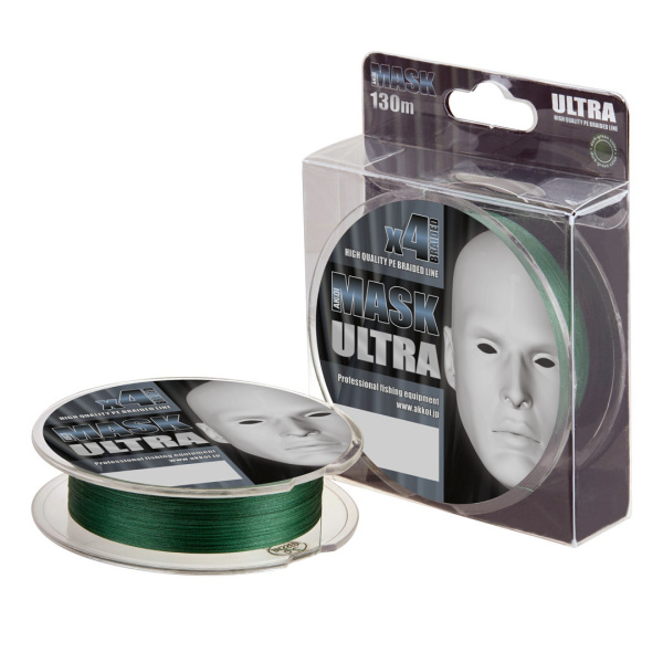 Плетеный шнур Akkoi Mask Ultra X4 # 0,1 5lb 2,1кг 0,05мм 130м #Темно-зеленый (Dark Green)