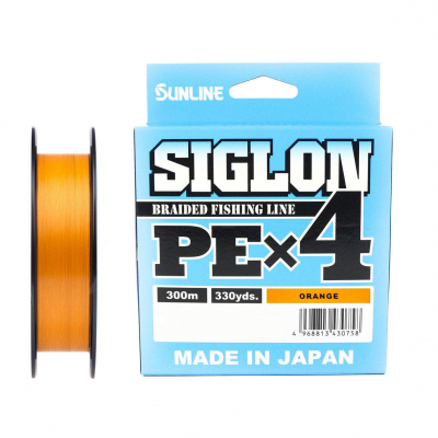 Плетеный шнур Sunline SIGLON PE×4 # 1,5 25lb 11кг 0,209мм 300м #Оранжевый (Orange)