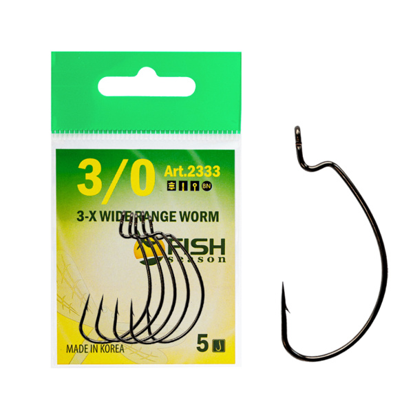 Крючок Офсетный Fish Season FS 3-X  WIDE RANGE WORM №3/0 5шт