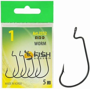 Крючок Офсетный Fish Crystal Worm №1 5шт