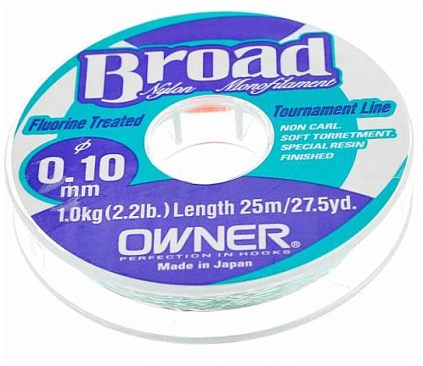 Монофильная леска Owner Broad 25м, 0,10мм, 1,0кг