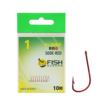 Крючок Одинарный Fish Crystal Sode Red №1 10шт