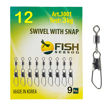 Застежка с вертлюгом Safety, №12, 3кг, 9шт