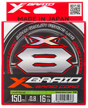 Плетеный шнур YGK X-Braid Braid Cord X8 # 5 90lb 40,8кг 0,37мм 150м #Зеленый (Green)