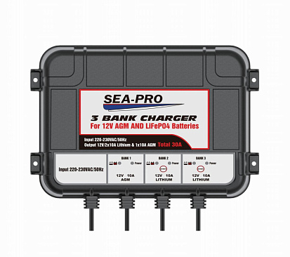 Зарядное устройство Sea-Pro TE4-0286 1х12В 10А AGM, 2х12В, 10А+10А LiFePO4 Зарядное устройство Sea-Pro TE4-0286 1х12В 10А AGM, 2х12В, 10А+10А LiFePO4