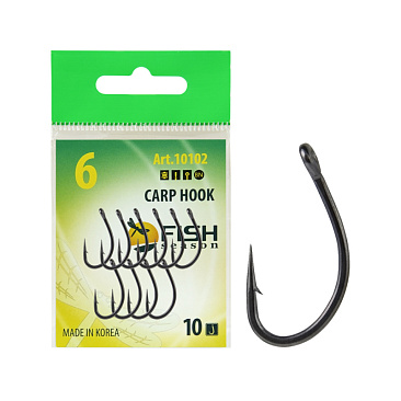 Крючок Одинарный Fish Crystal Carp Hook №6 10шт